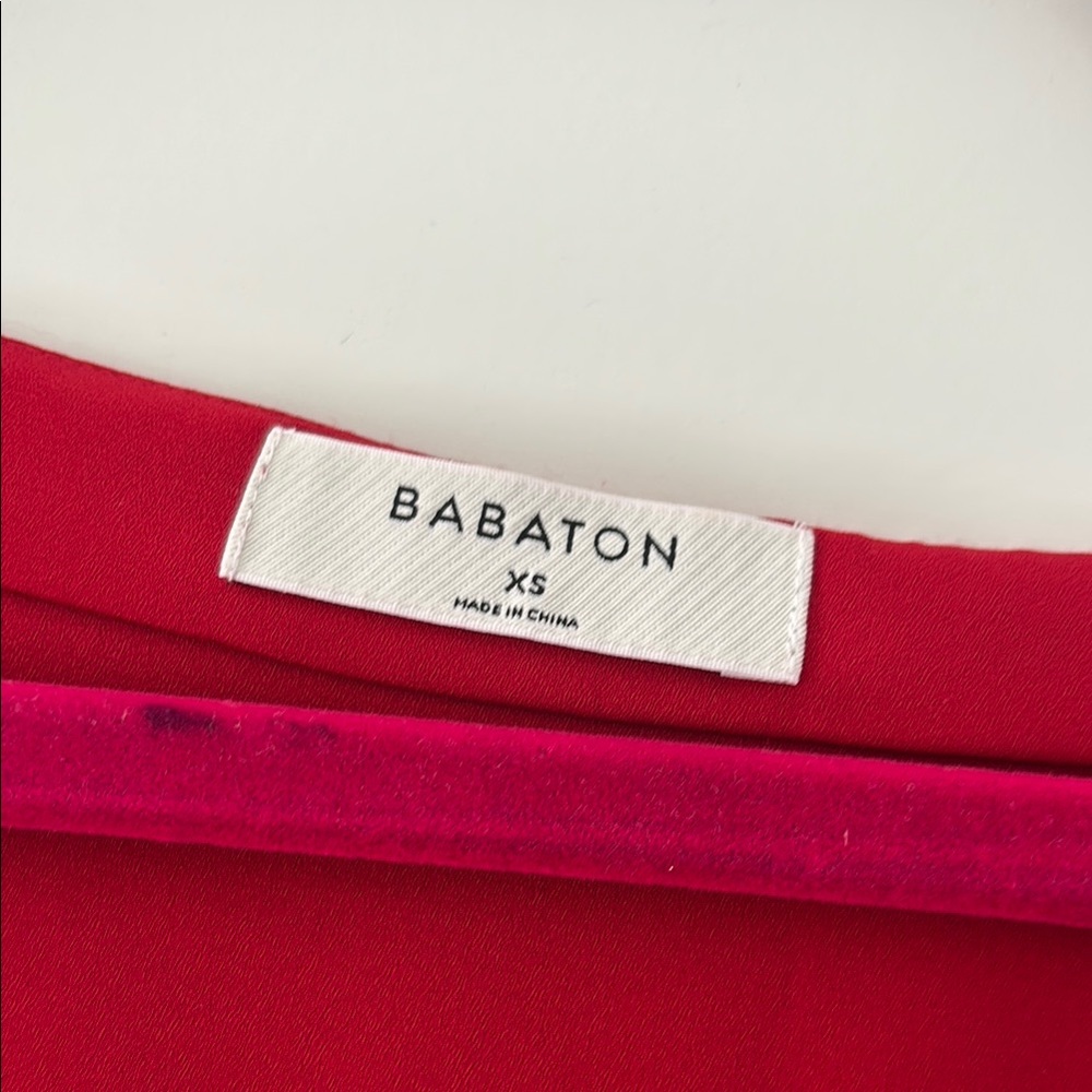Aritzia Babaton Red Off-the-Shoulder Flutter Sleeve Blouse - Picture 2 of 5